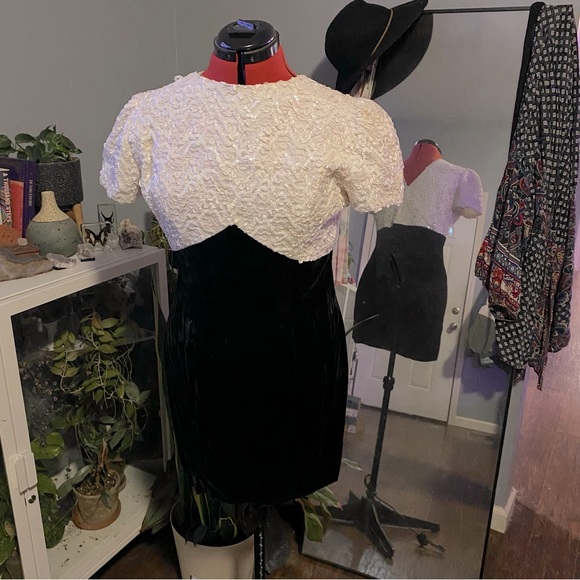 Late 80s/Early 90s Sequin and Velvet Mini Dress - Picture 1 of 6